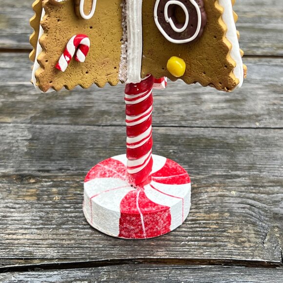 Old Time Pottery Gingerbread Christmas Tree Peppermint Candy Village Scene 13" - Picture 5 of 11